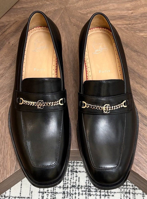 Black Chain Detail Loafers — hero