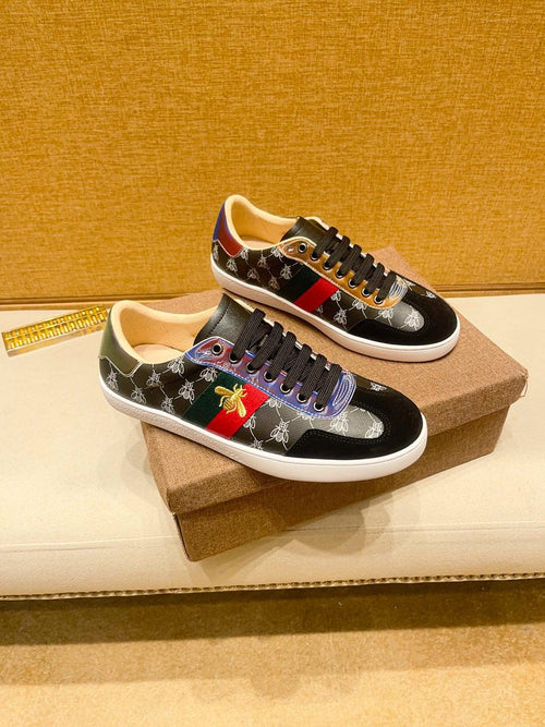 Black Multicolor Pattern Low-Top Sneakers — hero
