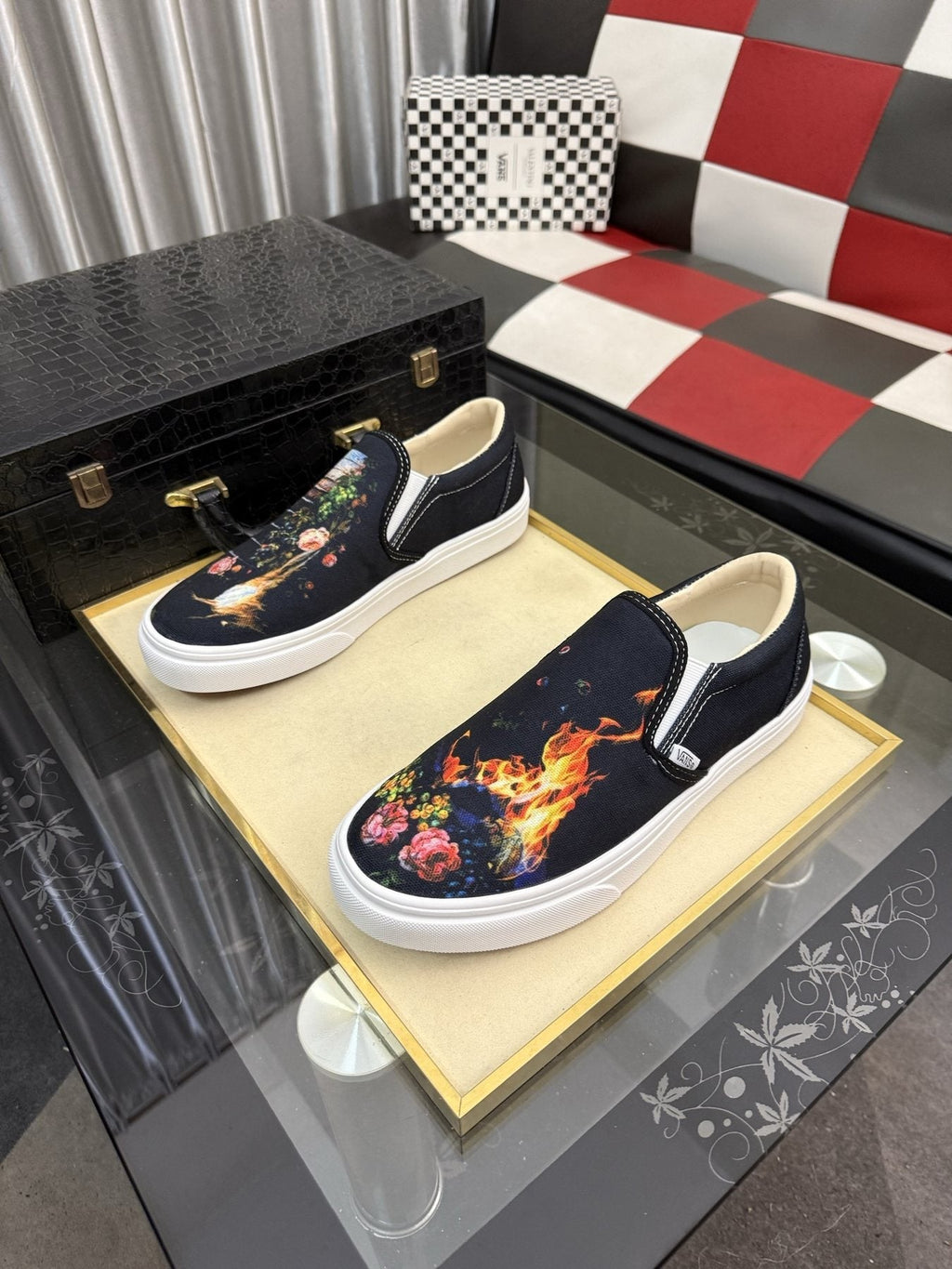 Vans Floral Flame Slip-On Shoes — front