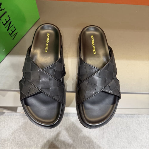Bottega Veneta Black Woven Slide Sandals — hero