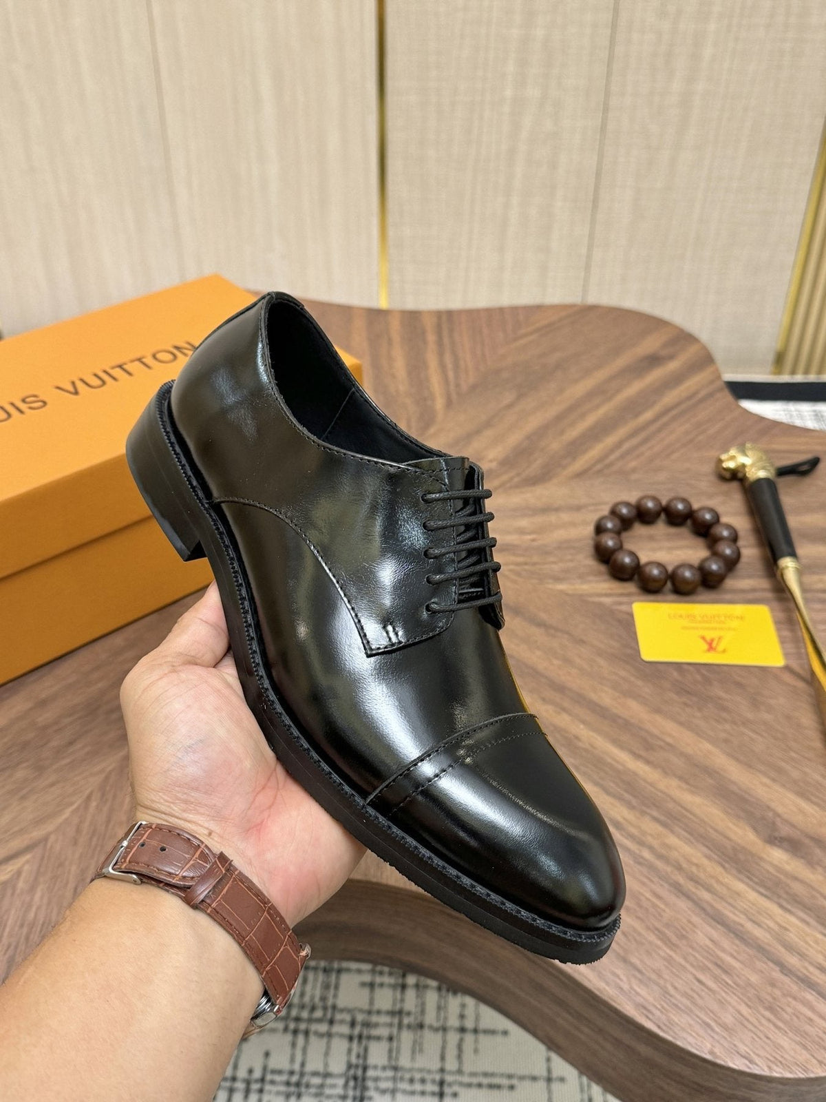 Louis Vuitton Black Lace-Up Dress Shoes — model