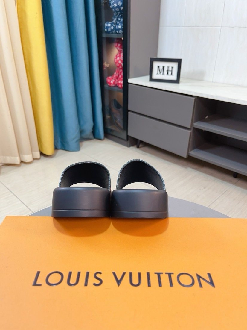 Louis Vuitton Monogram-Style Slide Sandals — front