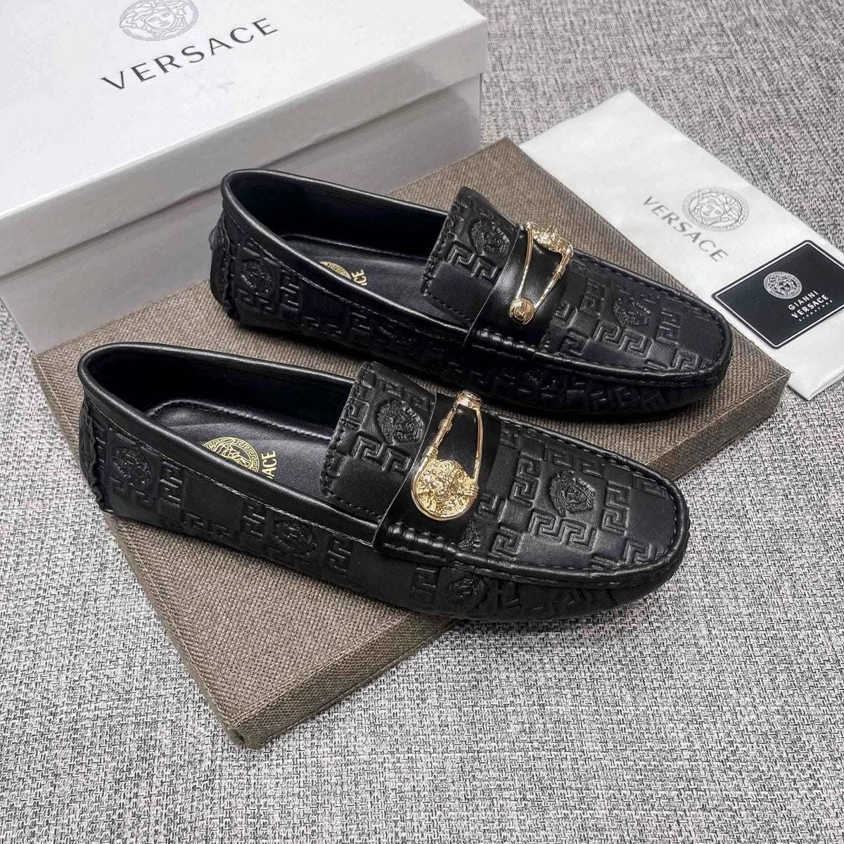 Versace Embossed Medallion Loafers — front