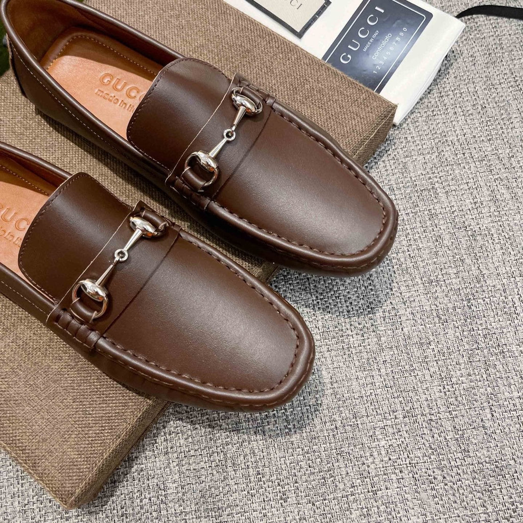 Gucci Brown Bit Loafers — front
