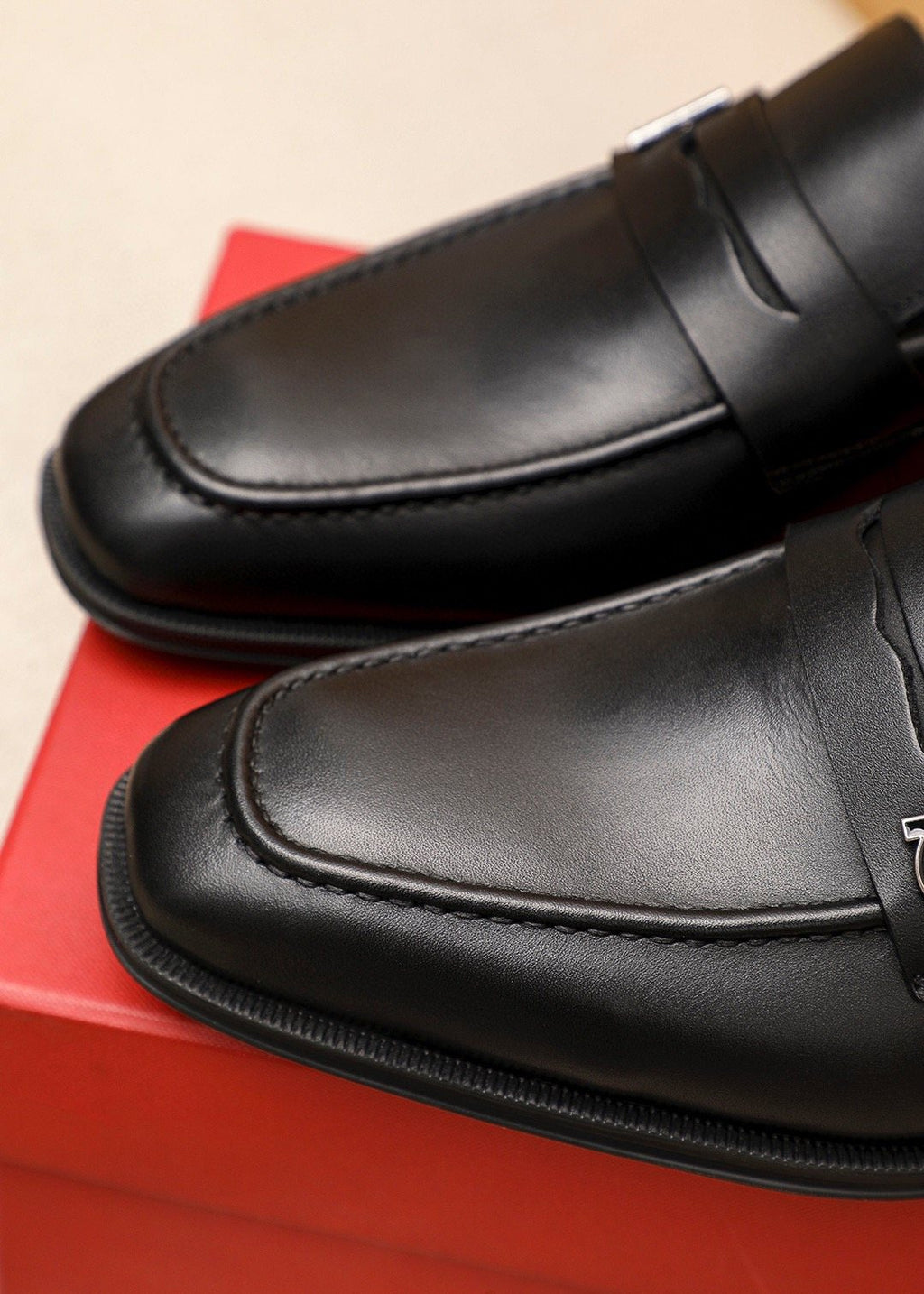 Ferragamo Black Buckle Loafers — detail