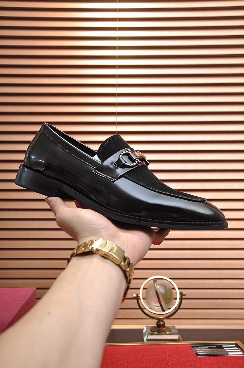Salvatore Ferragamo Black Bit Loafers — side