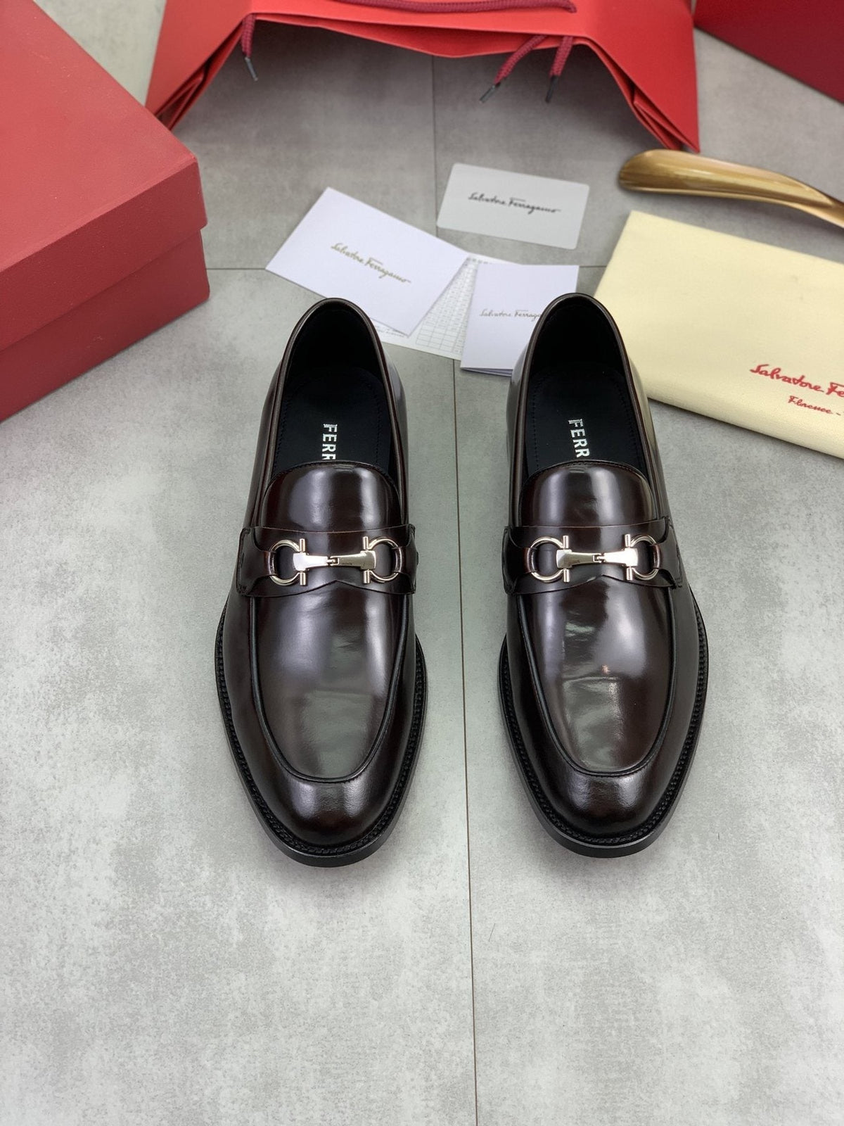 Salvatore Ferragamo Leather Horsebit Loafers — front