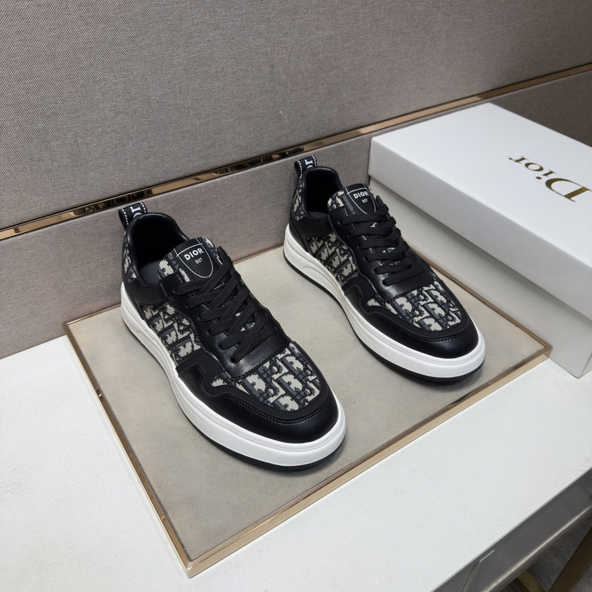 Dior Men's Patterned Panel Low-Top Sneakers — front