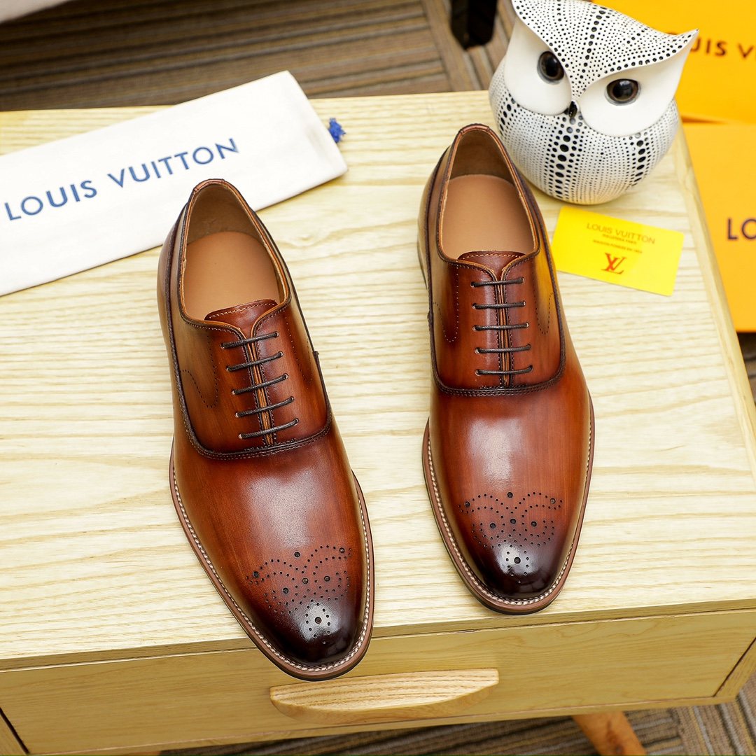 Louis Vuitton Perforated Toe Lace-Up Dress Shoes — front