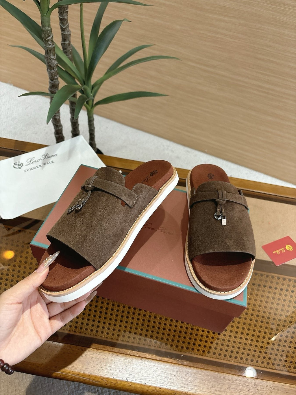 Loro Piana Cross-Strap Mule Sandals — front