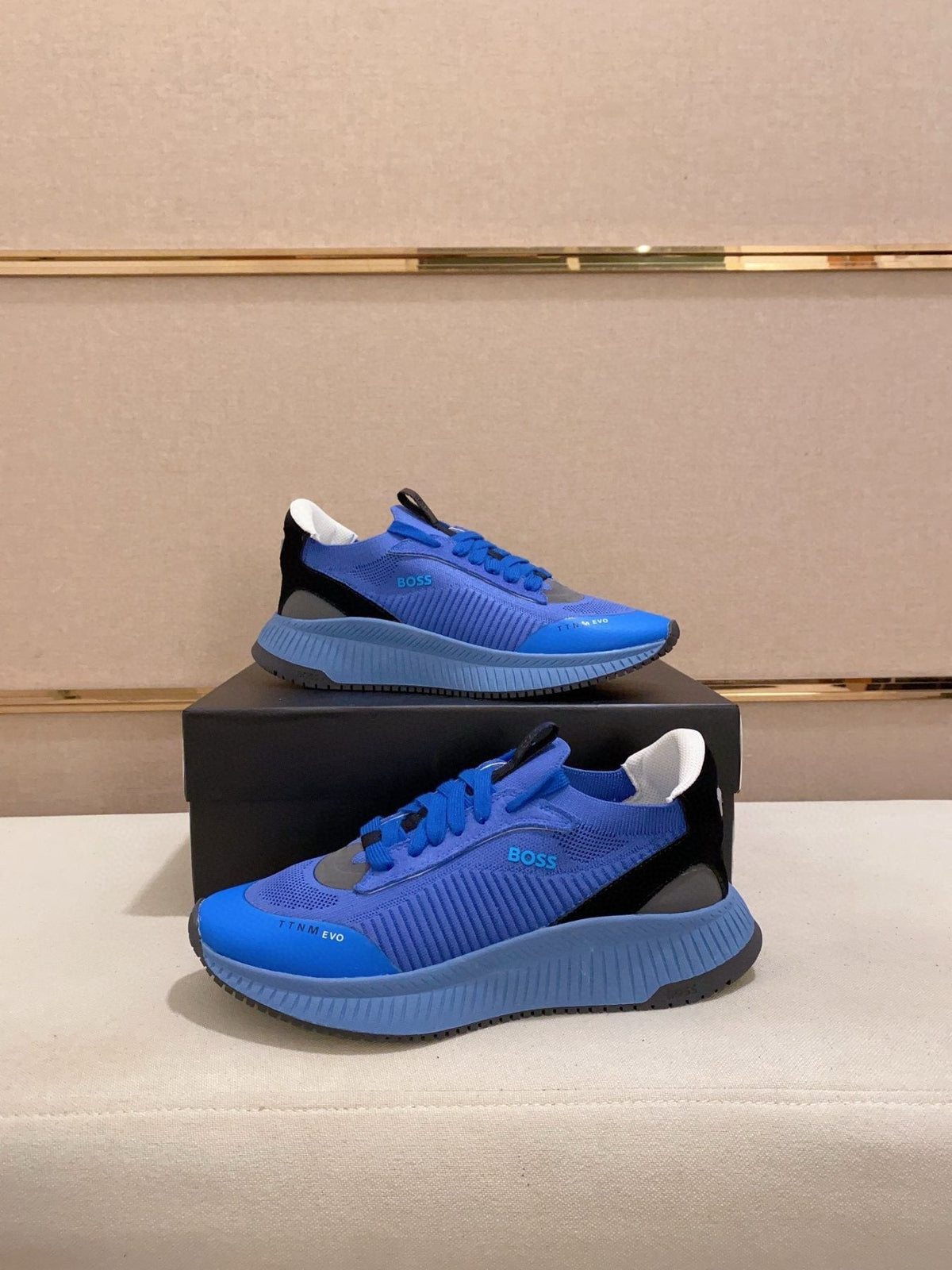 BOSS Knit Lace-Up Sneakers — front