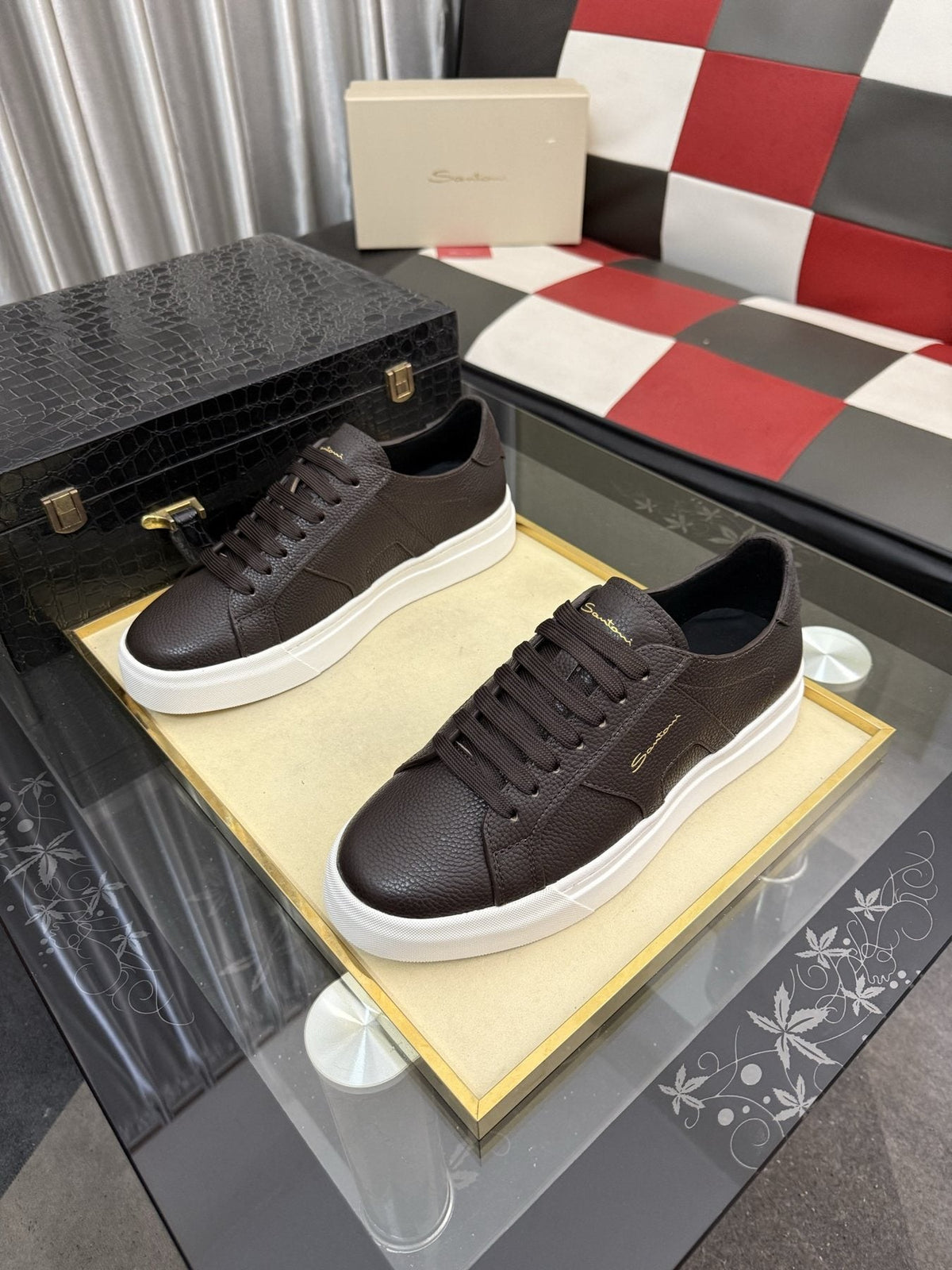 Santoni Textured Low-Top Sneakers — front