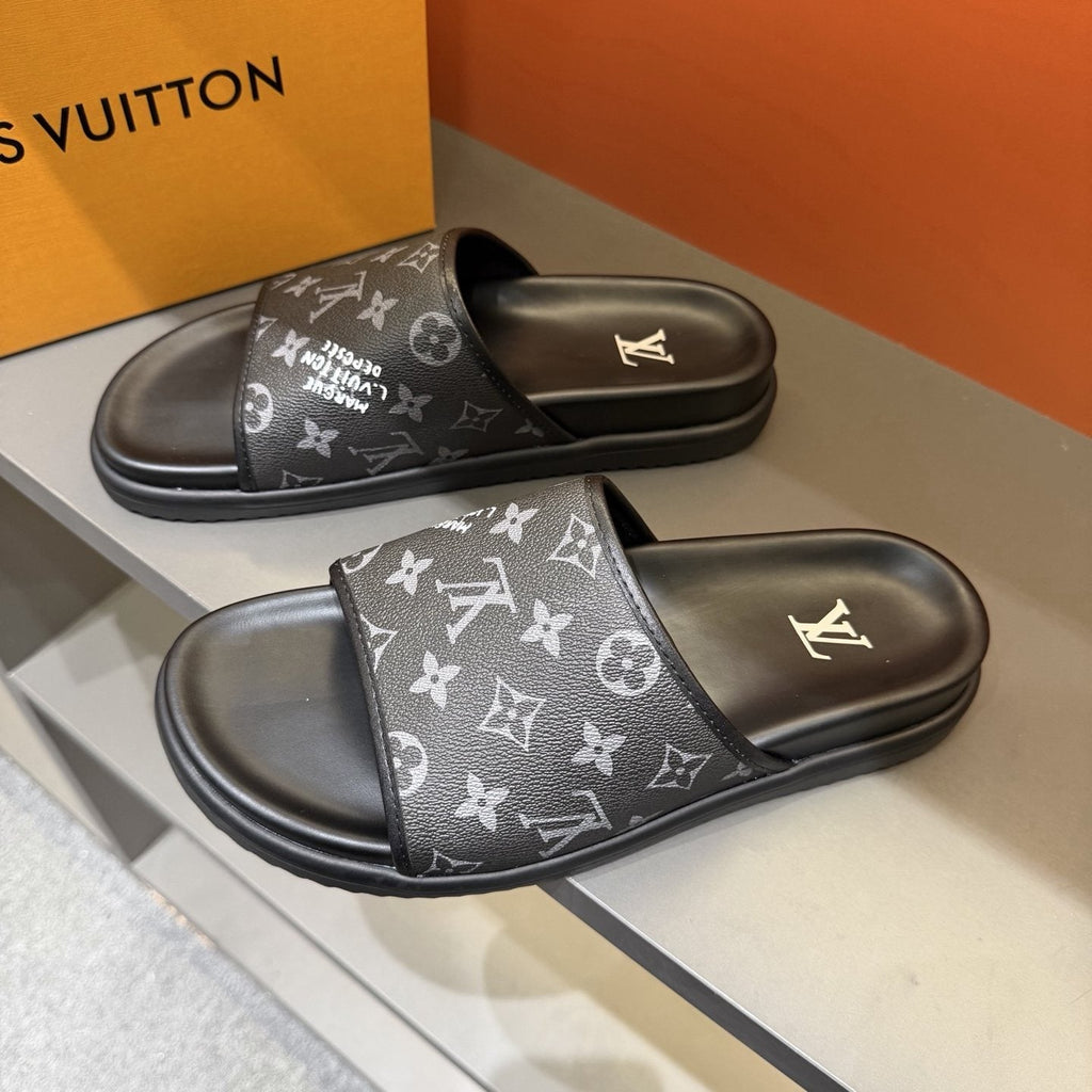 Louis Vuitton Monogram Slide Sandals — front