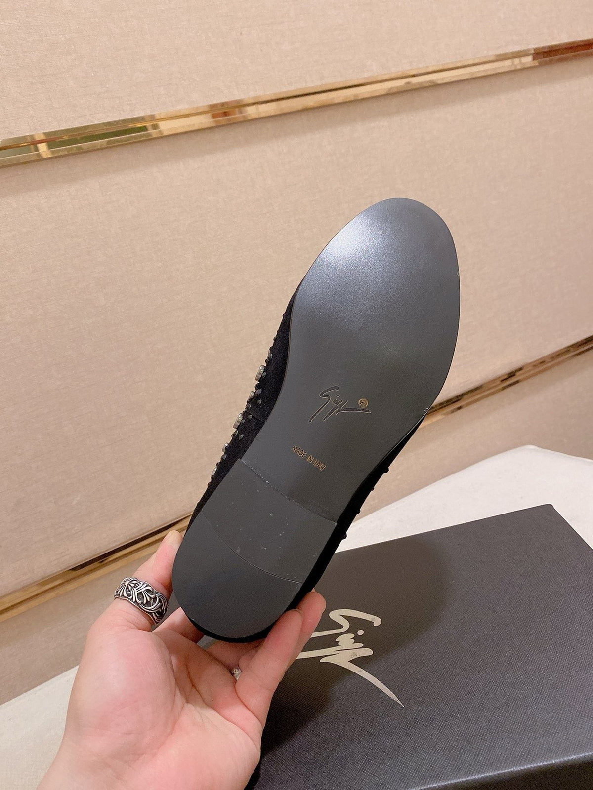 Giuseppe Zanotti Black Studded Slip-On Shoes — detail