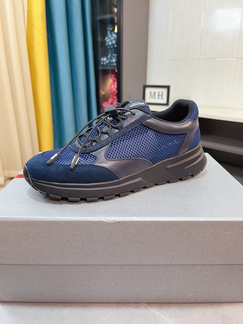Prada Men's Mesh Lace-Up Sneakers — front