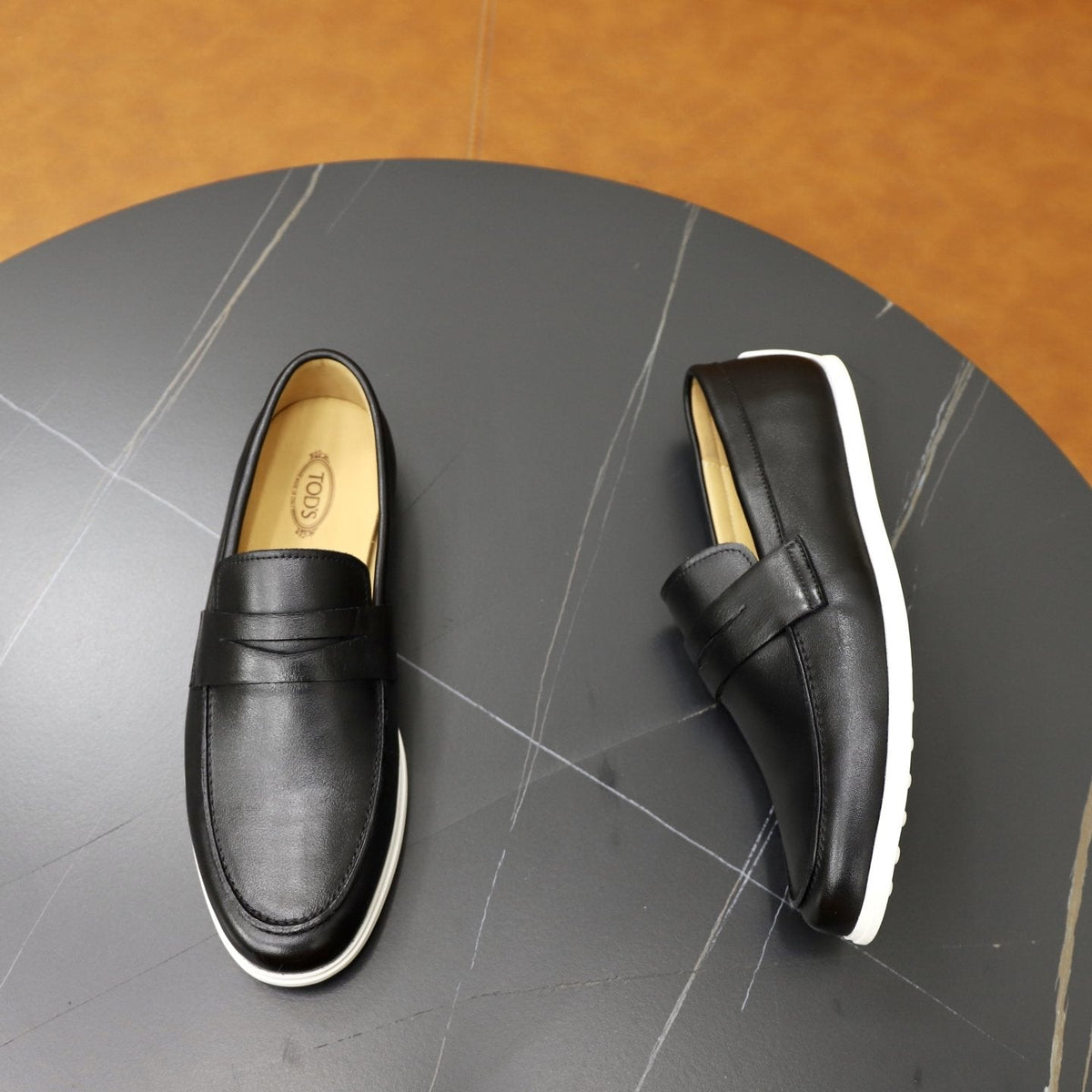 Tod's Brown Leather Slip-On Loafers — front