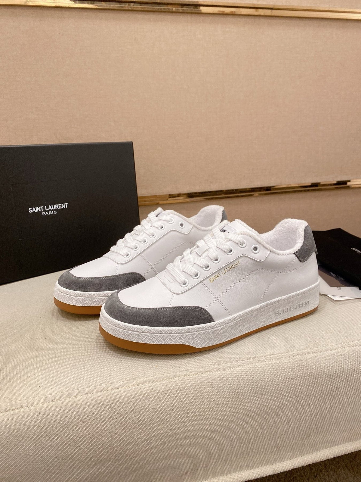 Saint Laurent Perforated Low-Top Sneakers — front