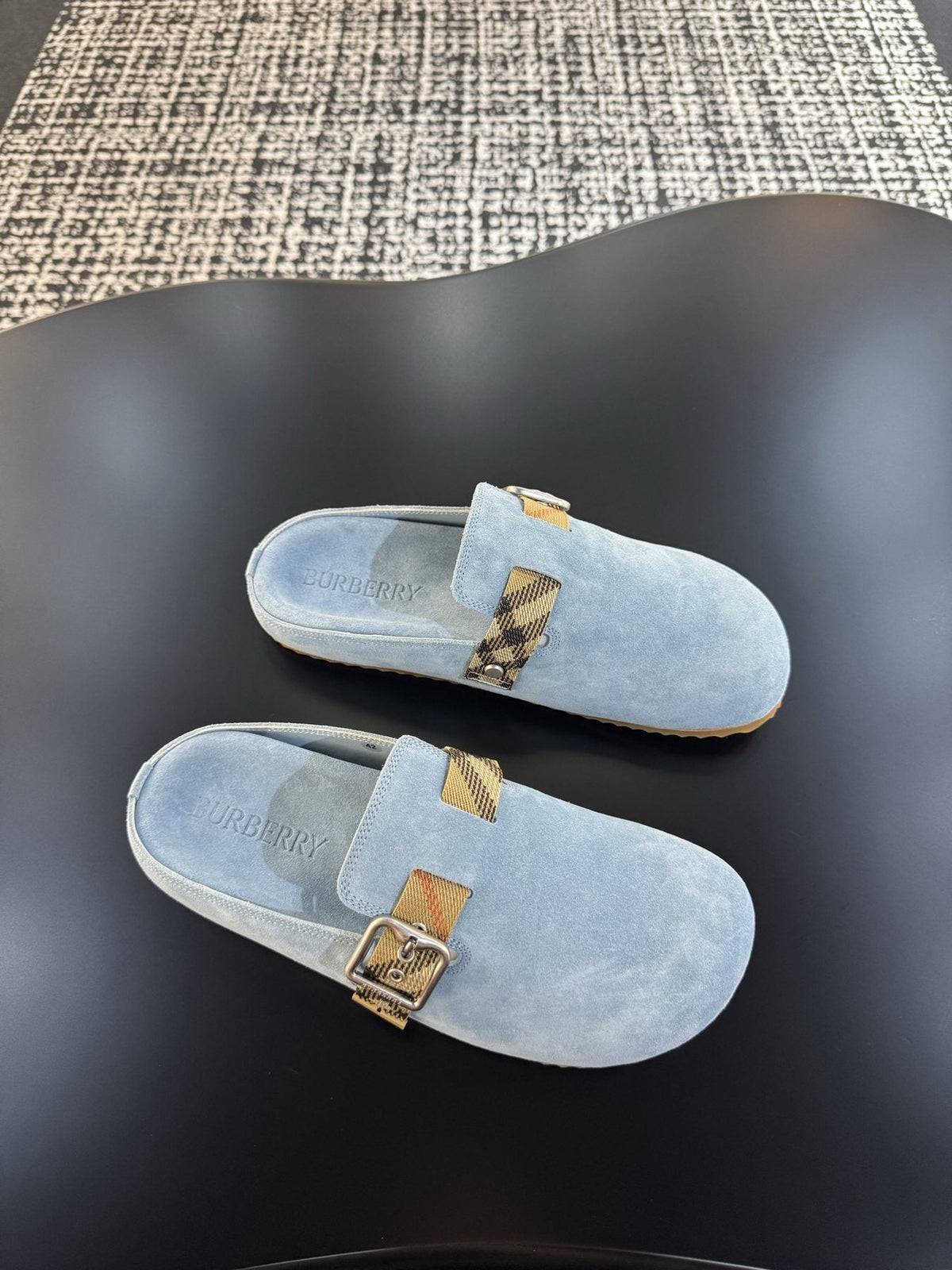 Burberry Men's Adjustable Buckle Slide Sandals — front