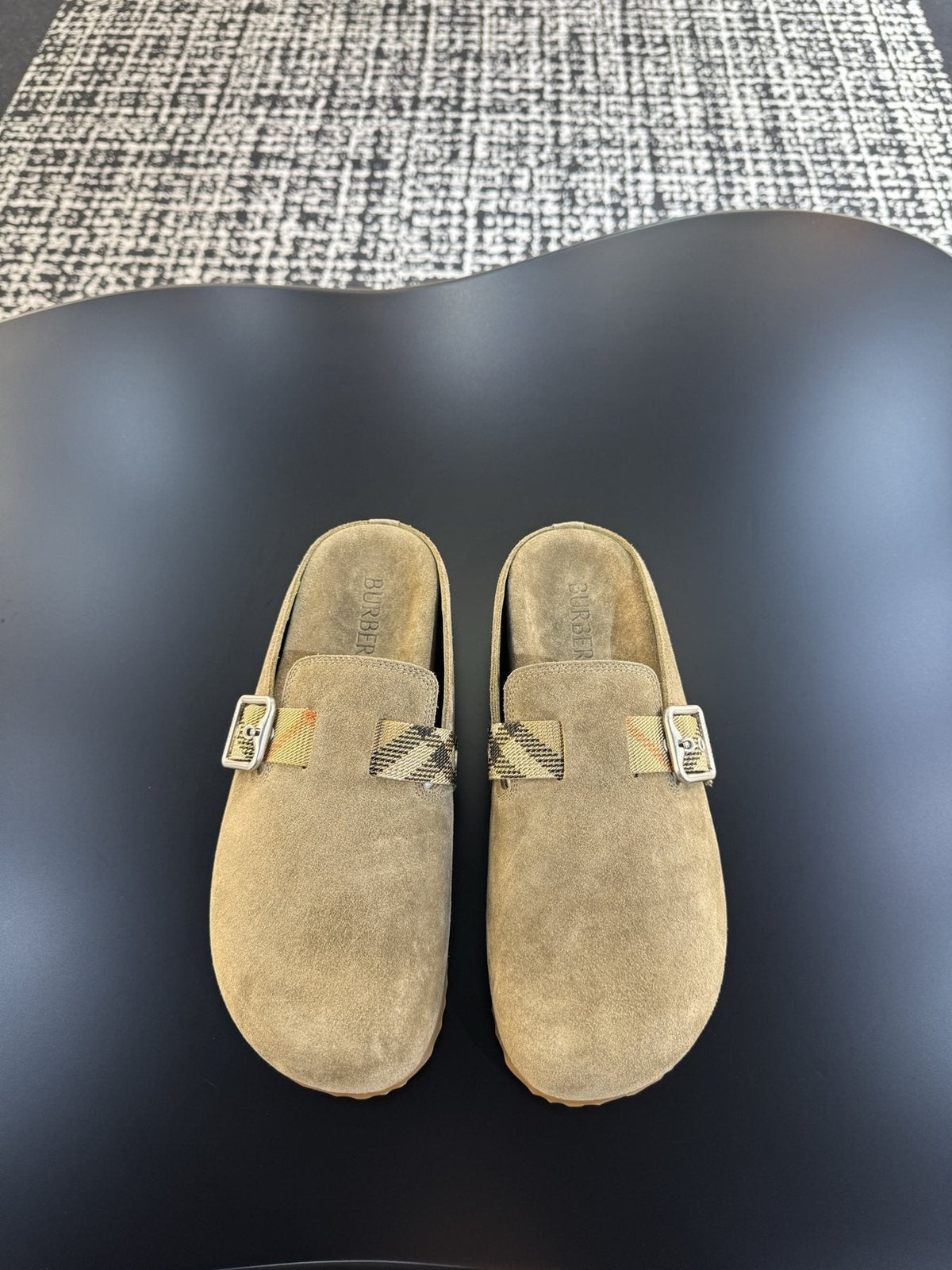 Burberry Men's Adjustable Buckle Slide Sandals — front