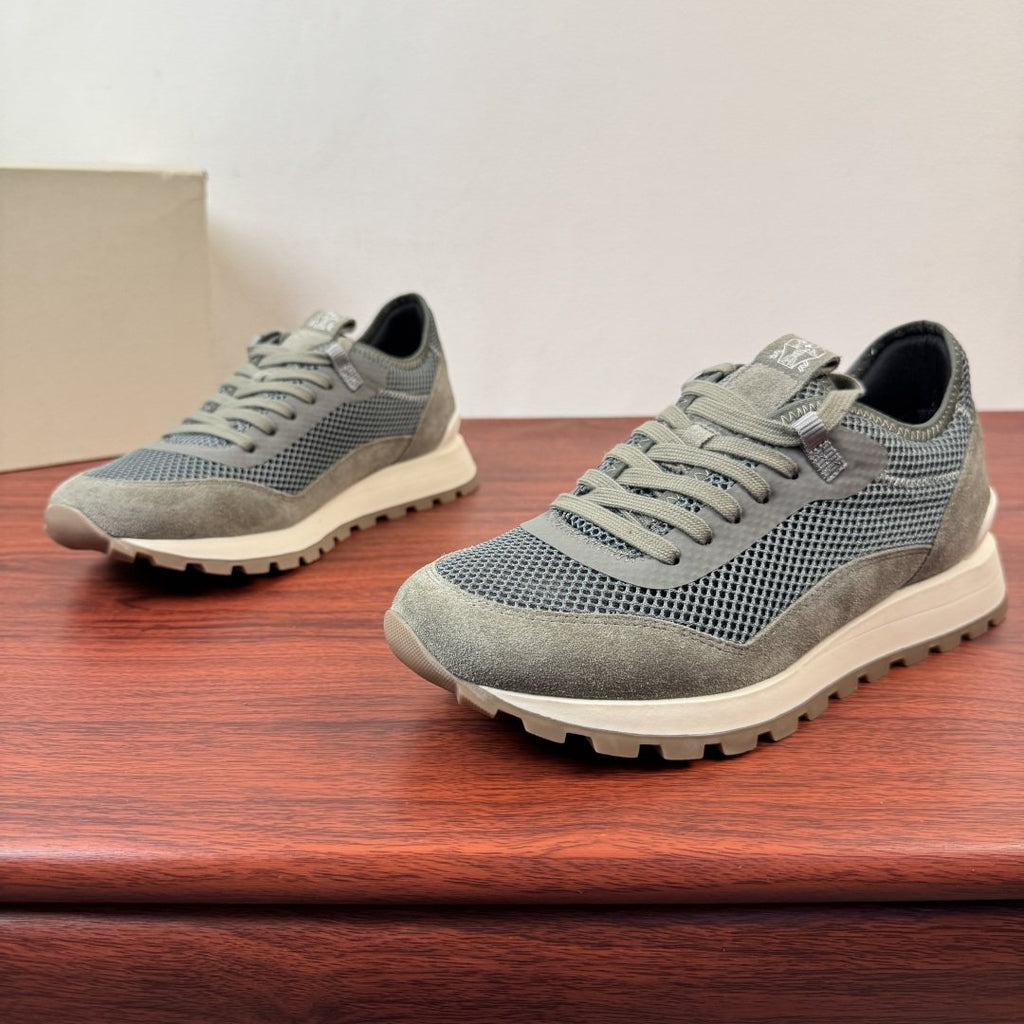 Brunello Cucinelli Mesh and Suede Sneakers — front