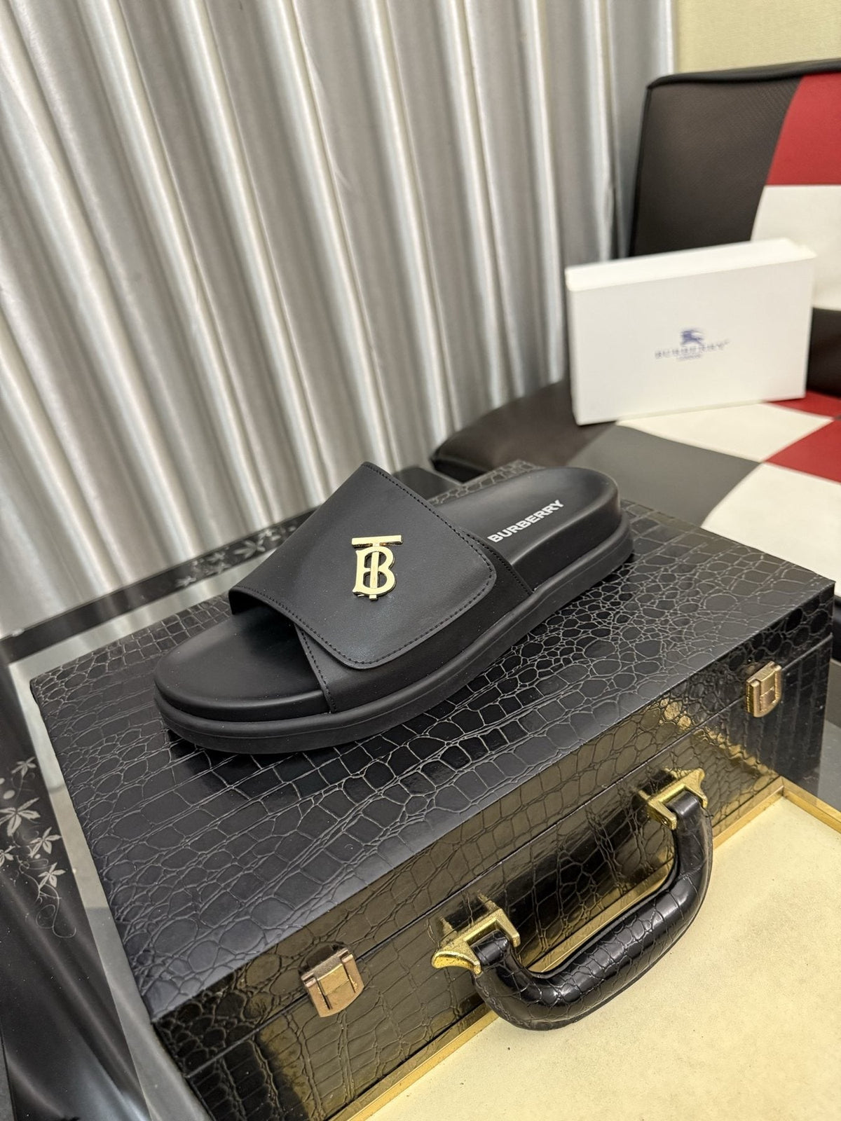 Burberry Monogram Slide Sandals — front