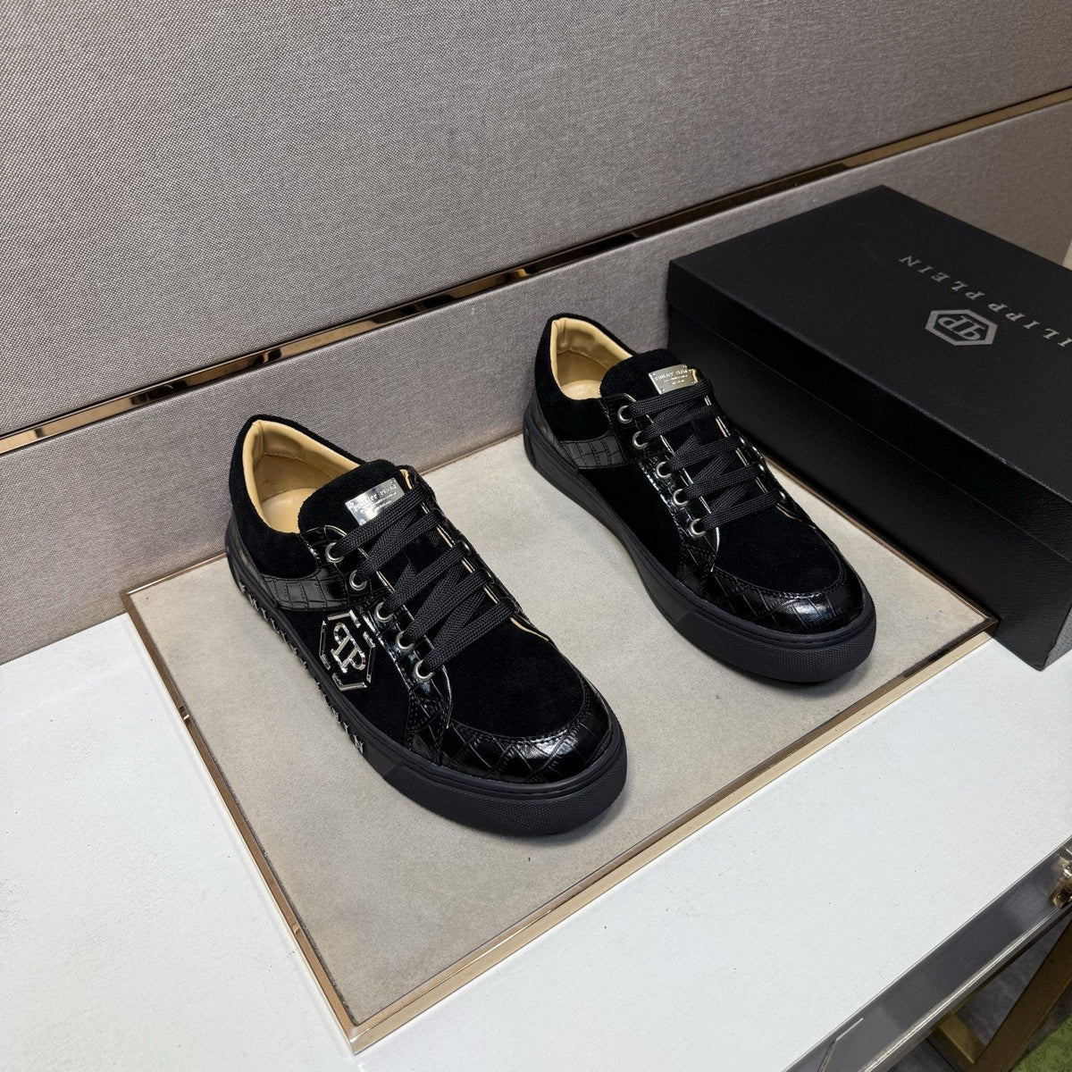 Philipp Plein Monogram Panel Low-Top Sneakers — front