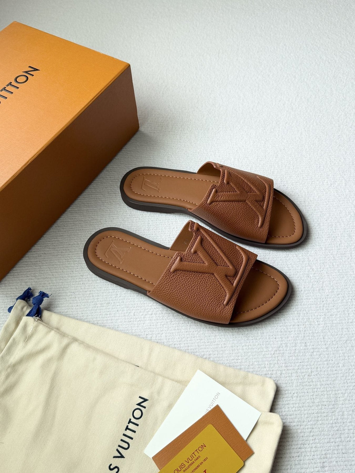 Louis Vuitton Portofino Monogram Slide Sandals — front