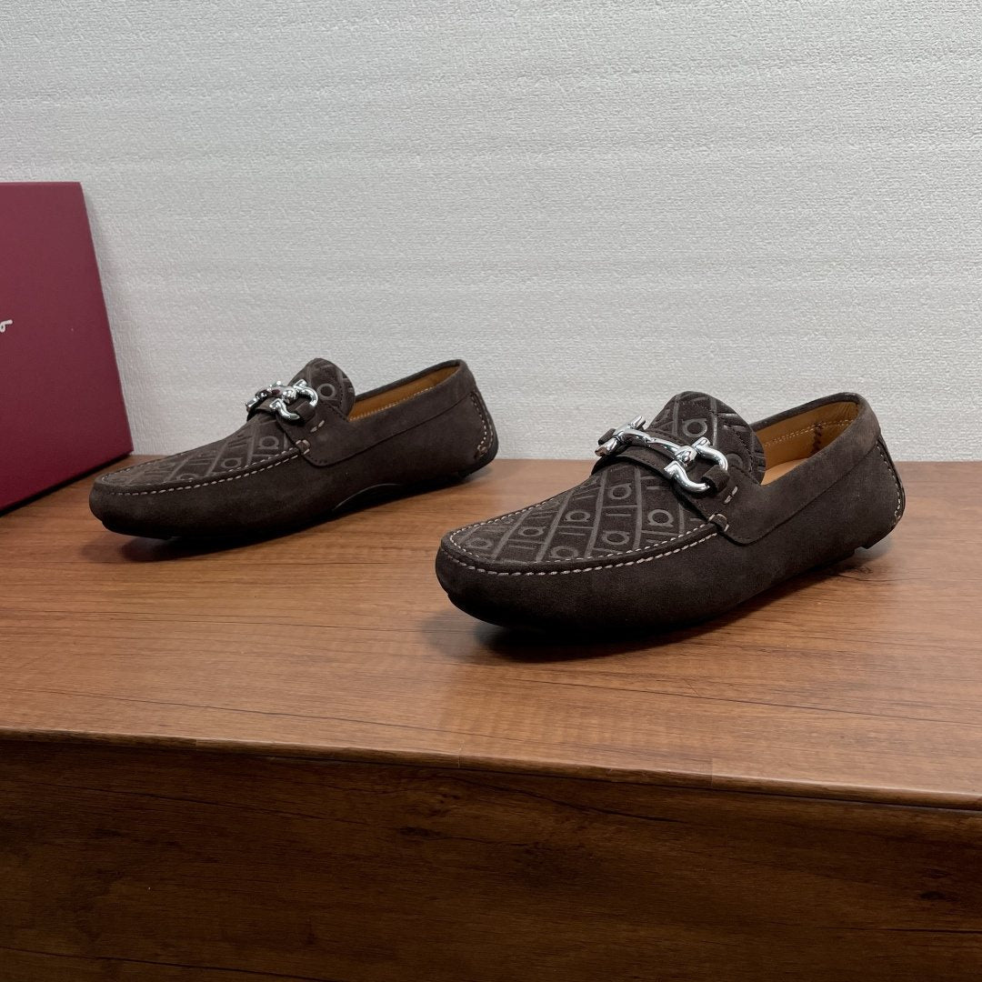 Ferragamo Horsebit Driving Shoes — front