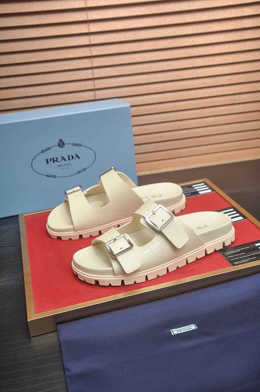 Prada Double-Buckle Slide Sandals — hero