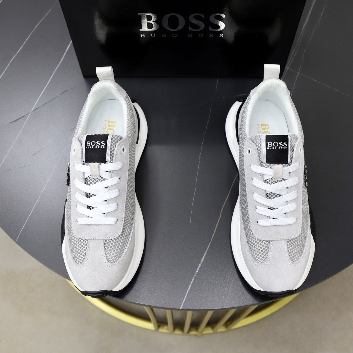 BOSS Knit-Panel Low-Top Sneakers — front
