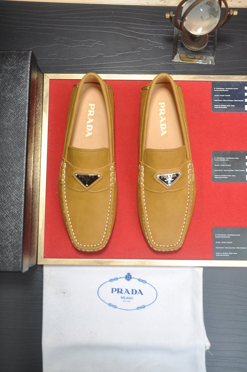 PRADA Stitched Driving Loafers — front