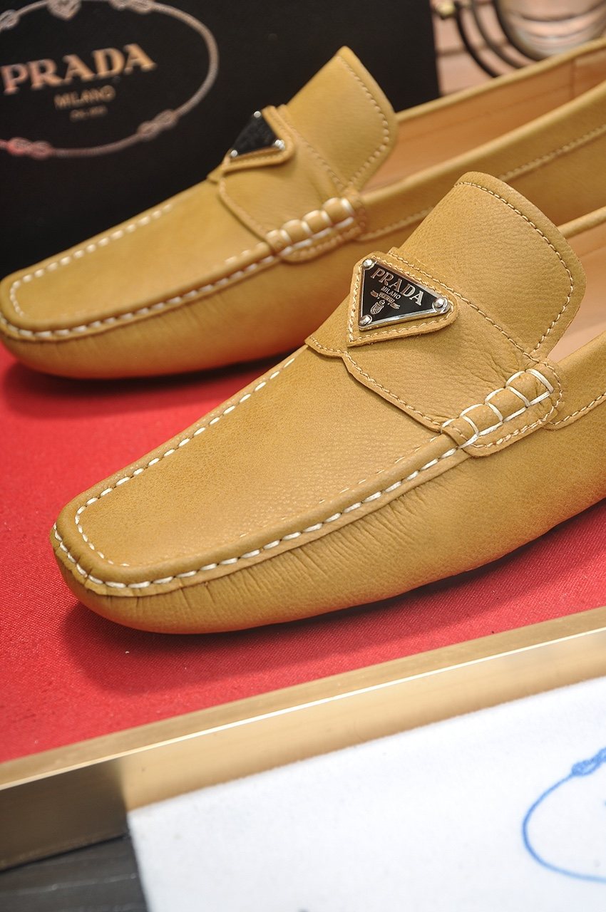 PRADA Stitched Driving Loafers — front