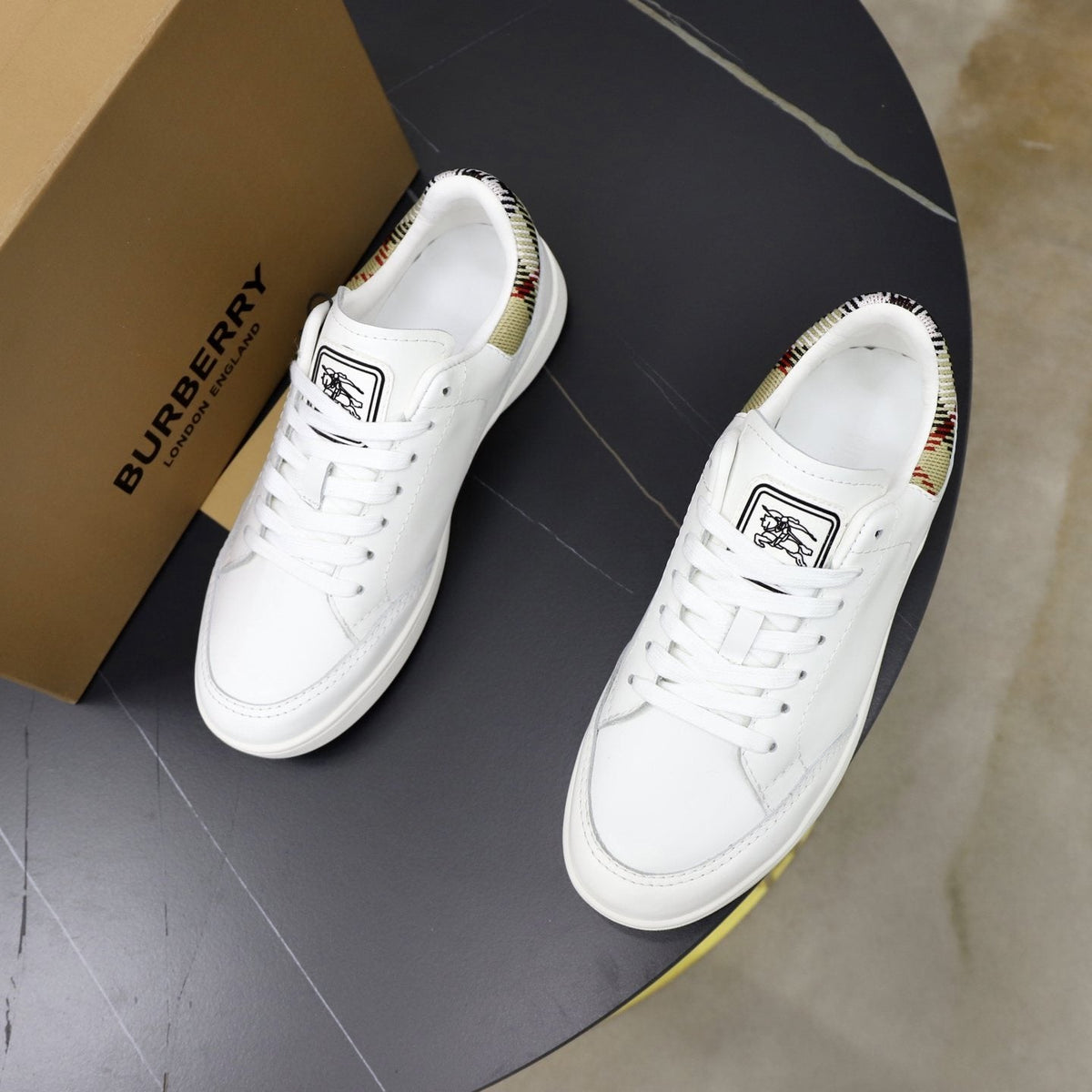 Burberry Check-Heel Low-Top Sneakers — front