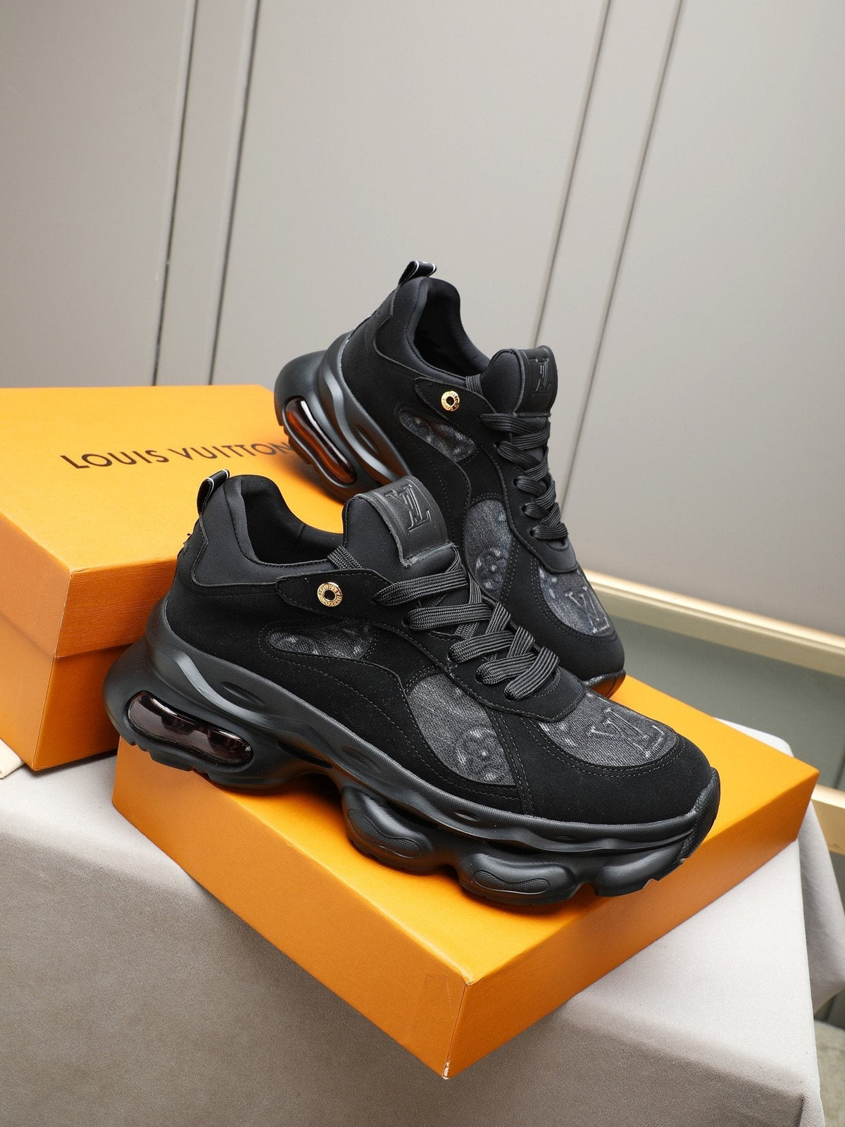 Louis Vuitton Patterned Panel Chunky Sneakers — hero