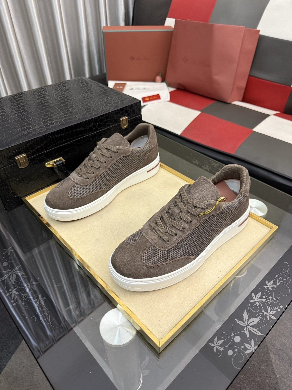 Textured Low-Top Sneakers — front