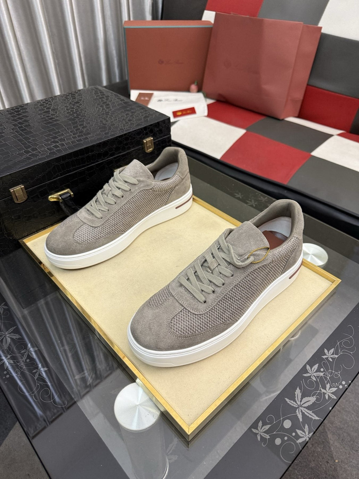 Textured Low-Top Sneakers — front