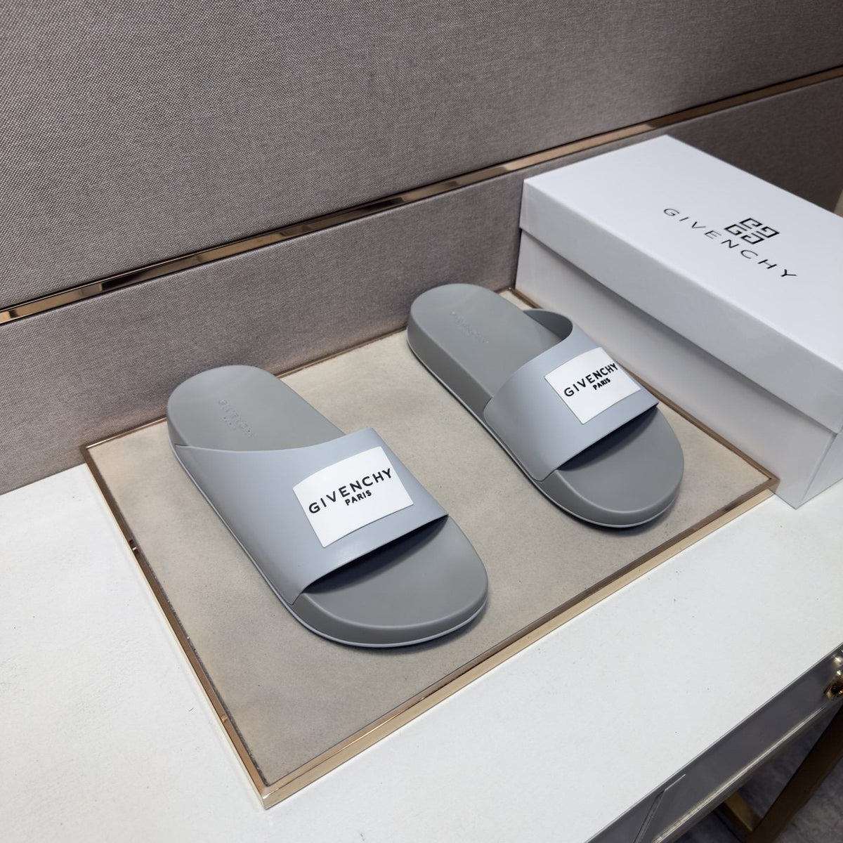 Givenchy Wordmark Patch Slide Sandals — front