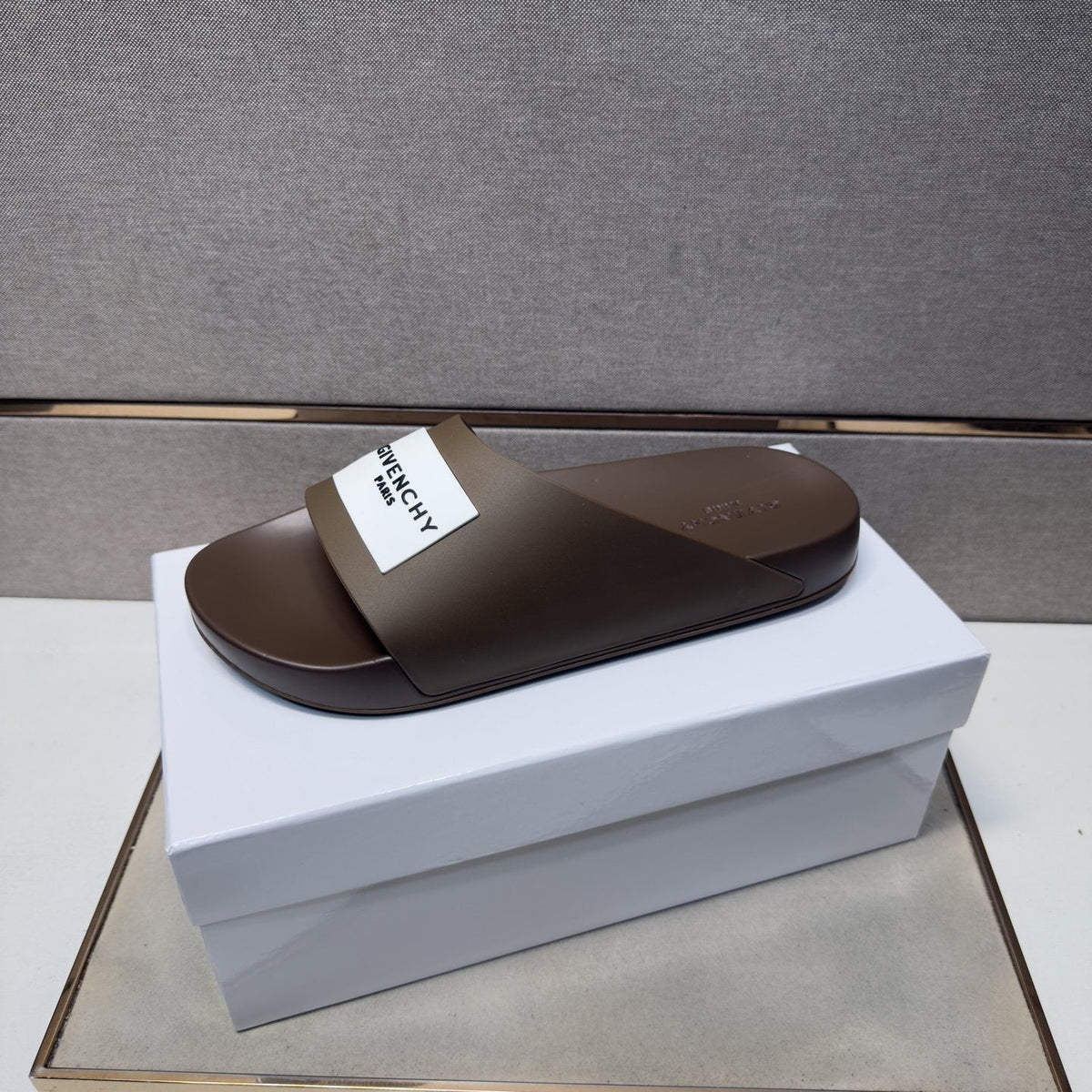 Givenchy Wordmark Patch Slide Sandals — front
