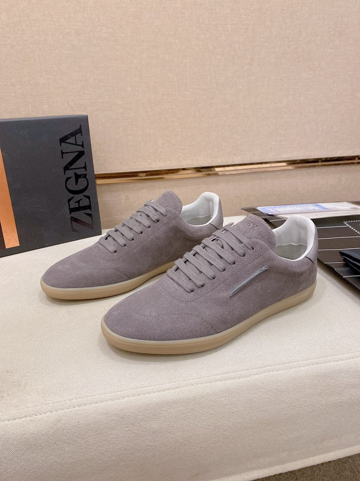 ZEGNA Gray Low-Top Sneakers — front