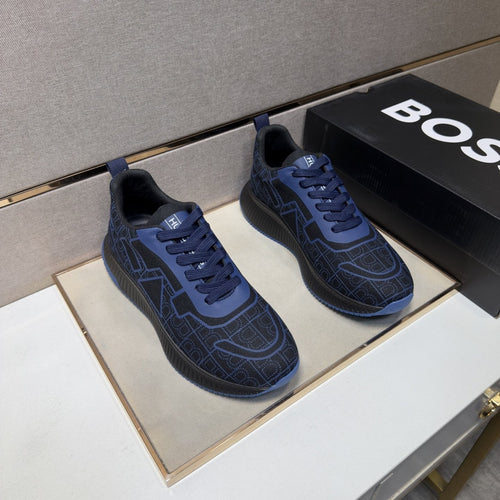 BOSS Navy Blue and Black Low-Top Sneakers — hero