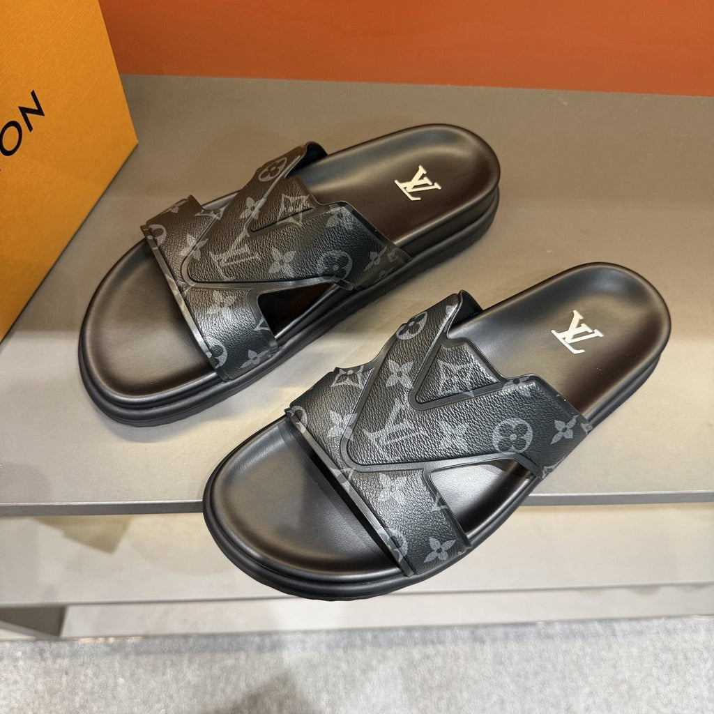 Louis Vuitton Monogram Slide Sandals — front