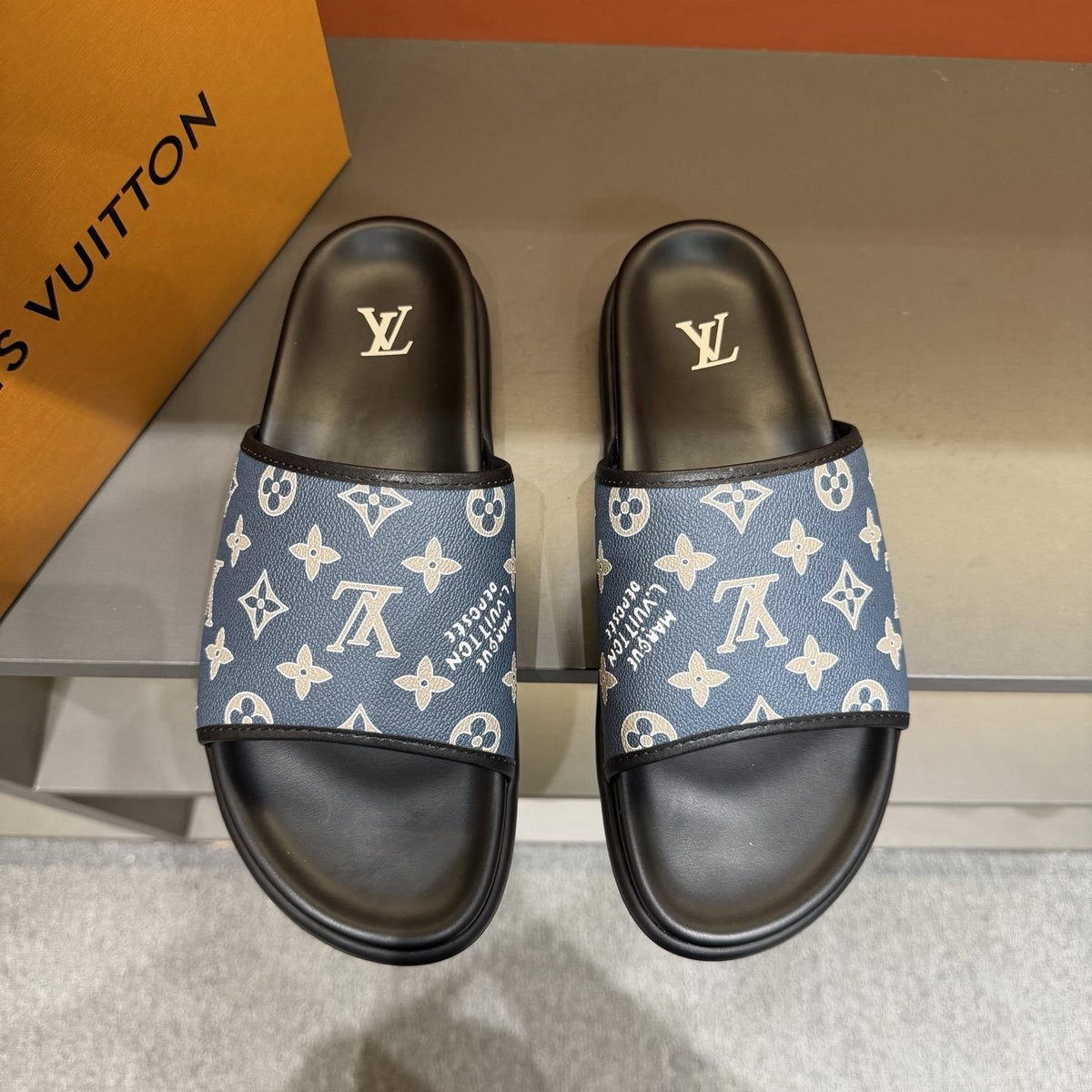 Louis Vuitton Monogram Slide Sandals — front