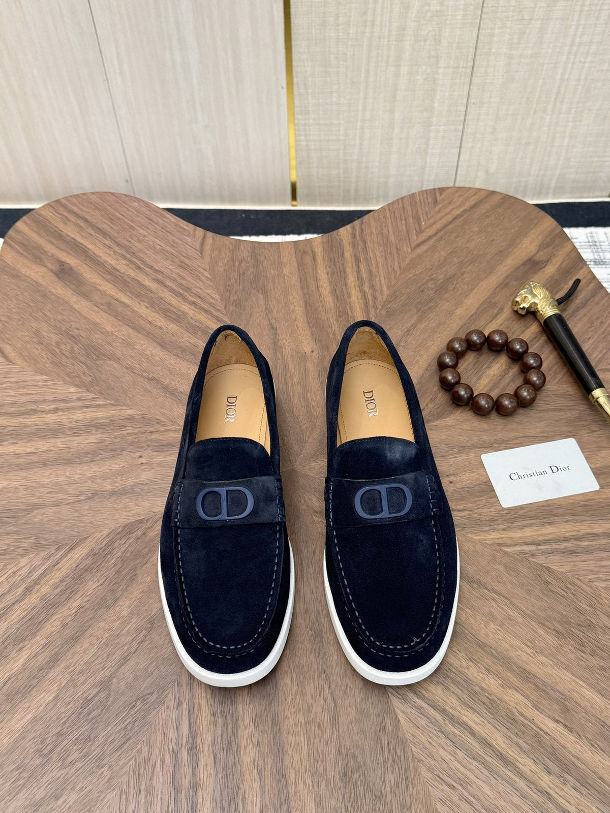 Dior Contrast-Sole Slip-On Loafers — front