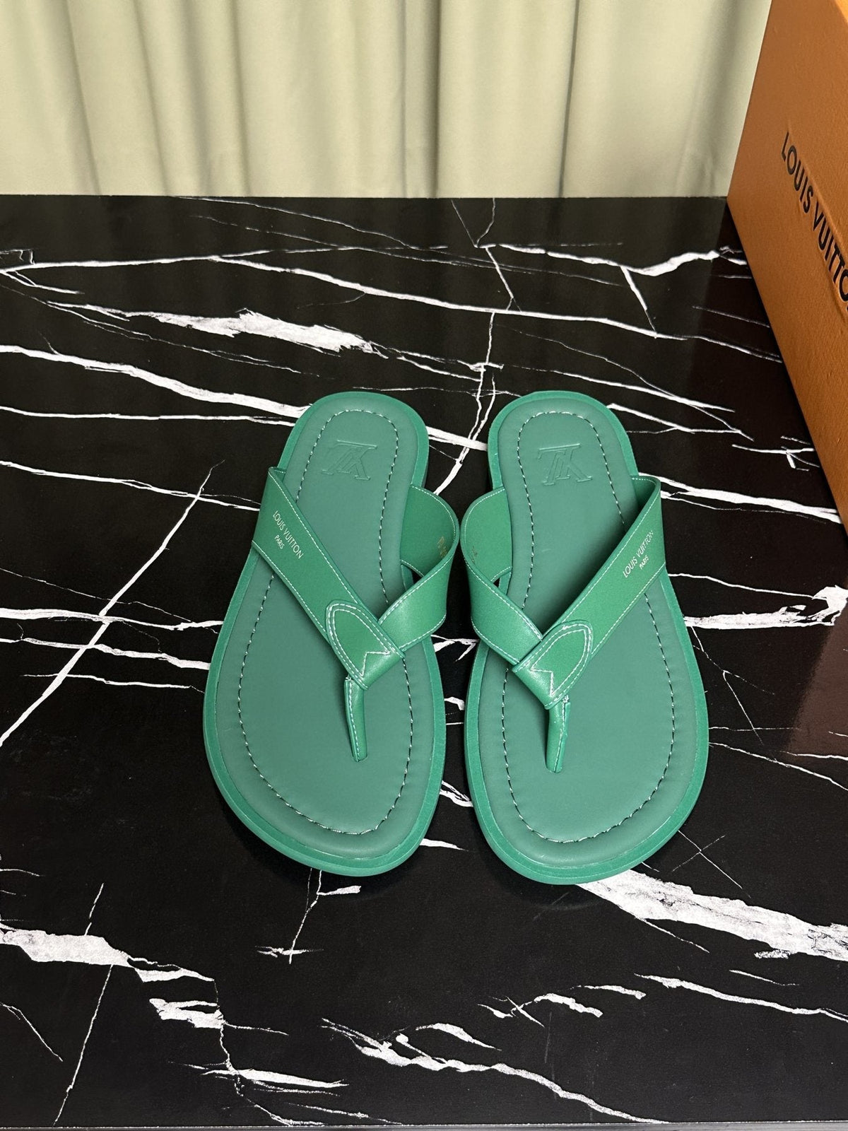 Louis Vuitton Men's Leather Thong Sandals — front