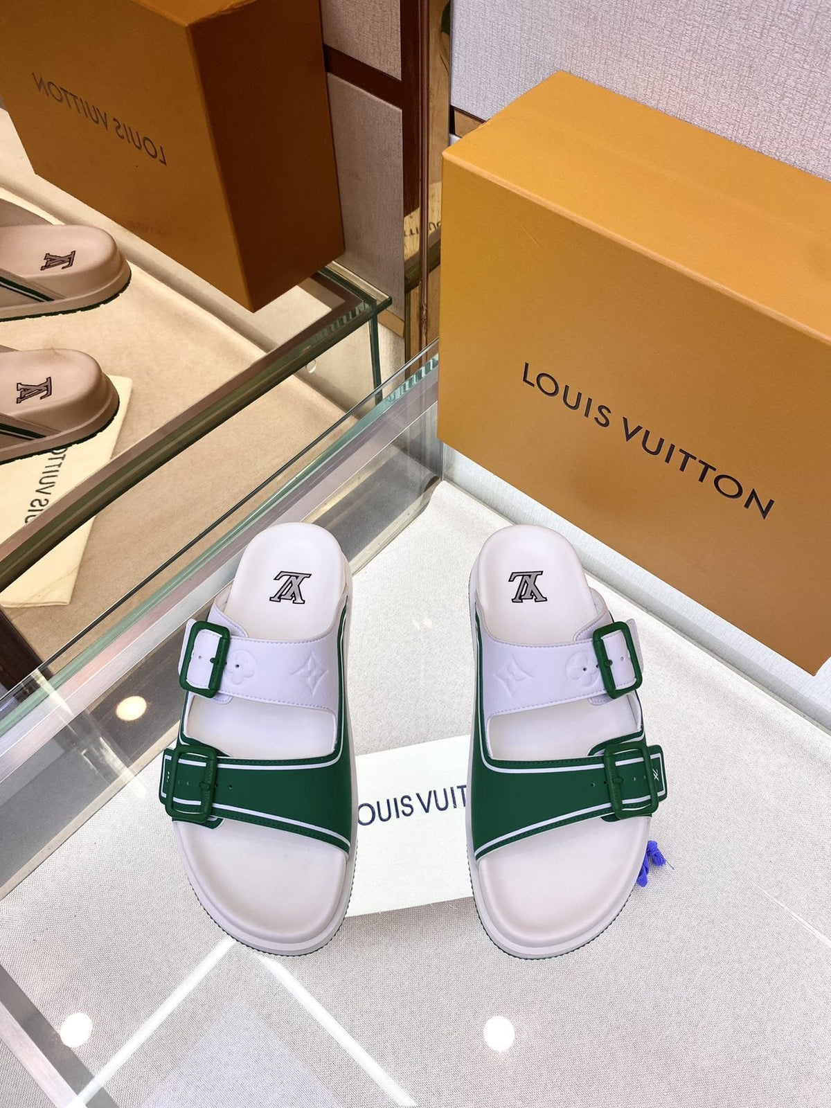 Louis Vuitton Double-Strap Slide Sandals — front