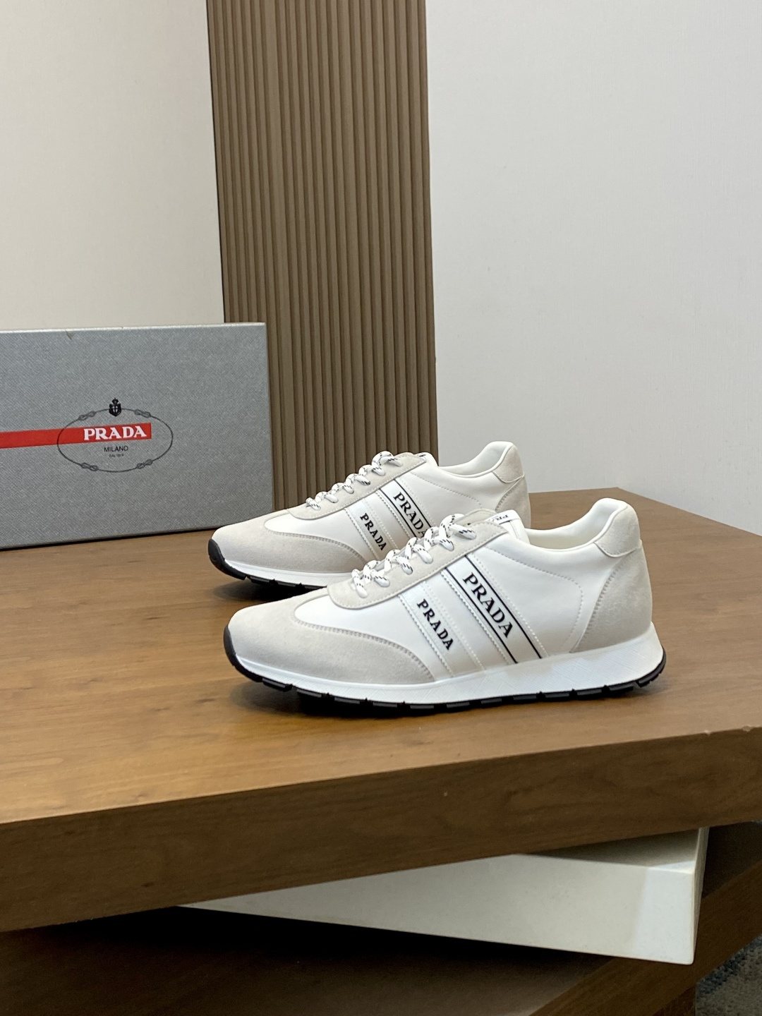 Prada Men's Geometric Panel Sneakers — front