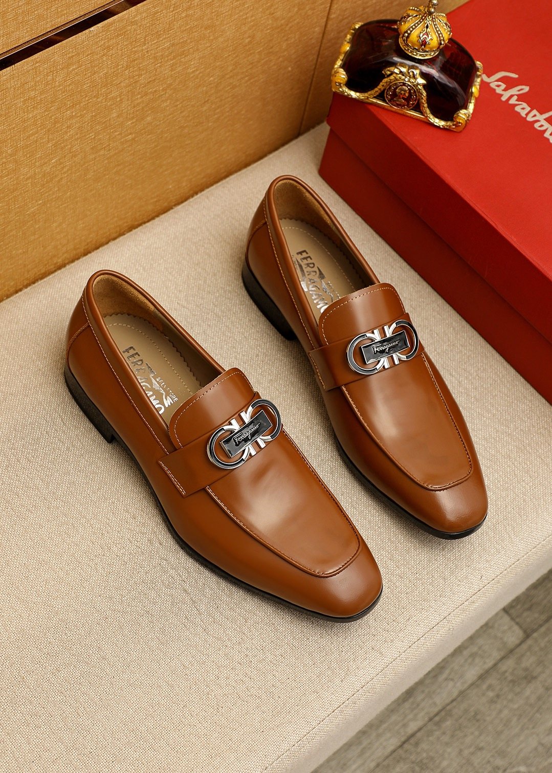 Salvatore Ferragamo Buckle Slip-On Loafers — front