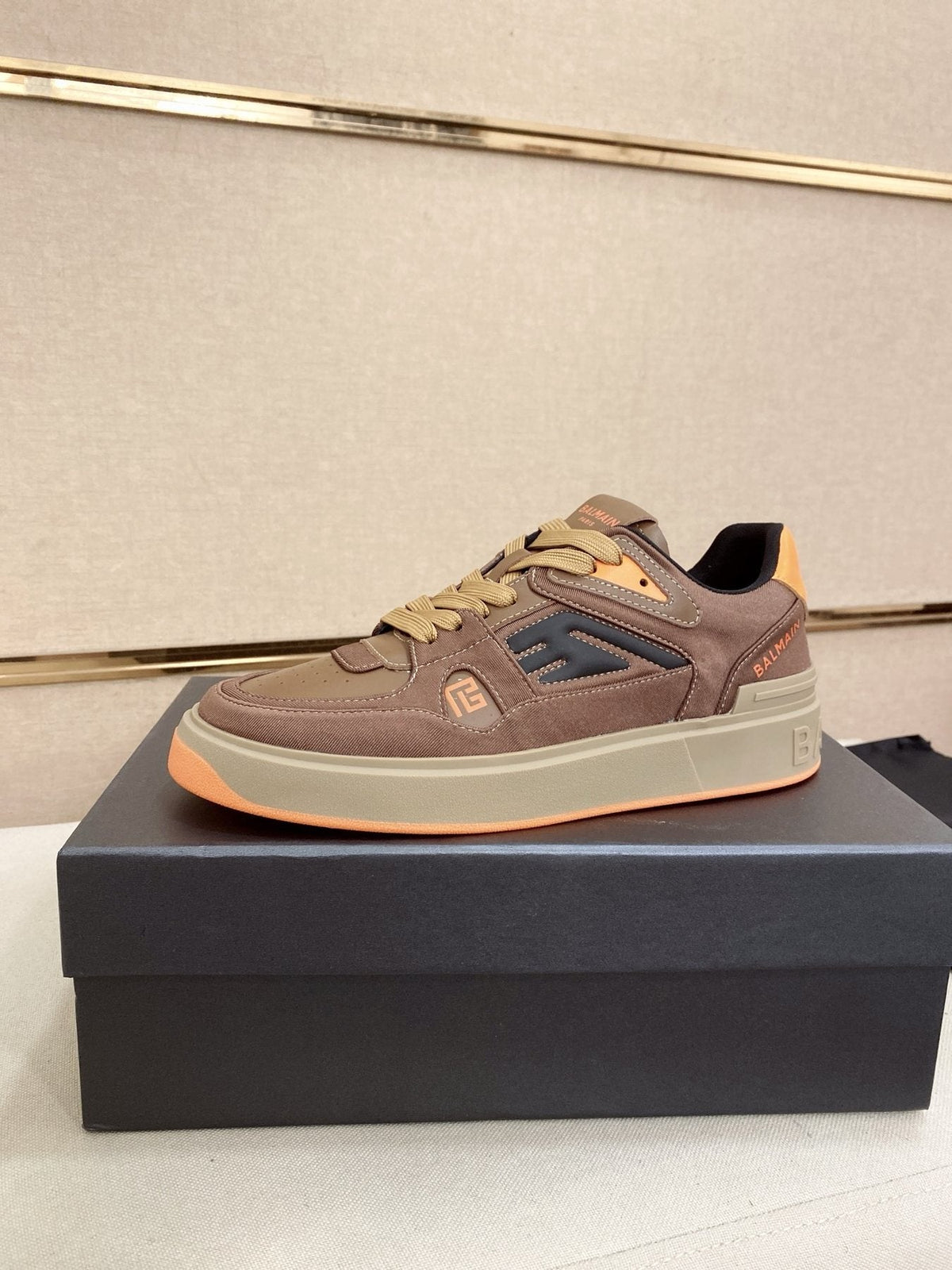 Balmain Color-Block Low-Top Sneakers — front