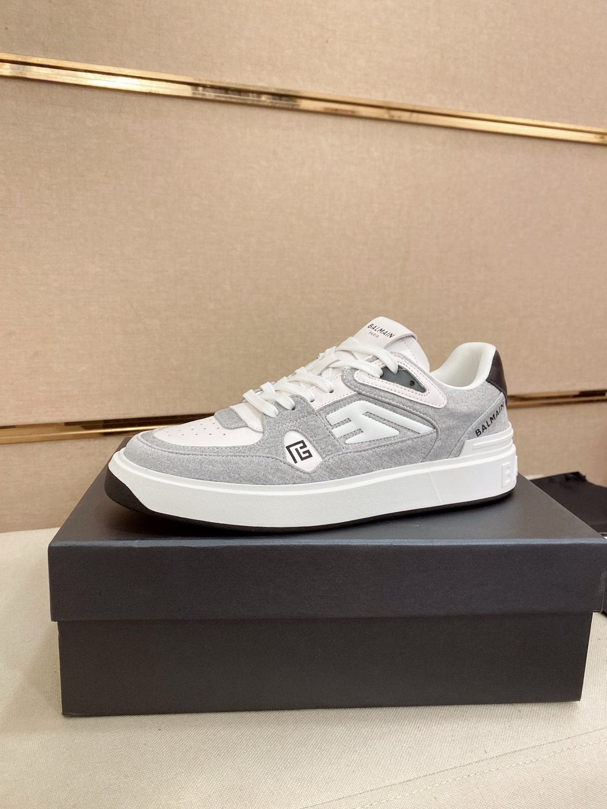 Balmain Color-Block Low-Top Sneakers — front