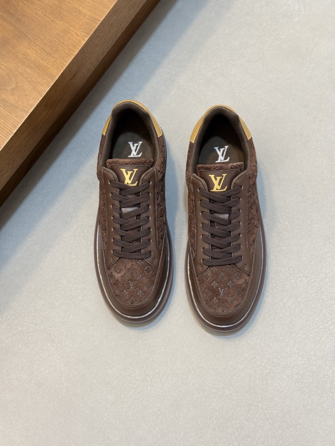Louis Vuitton Pale Olive Monogram Low-Top Sneakers — front